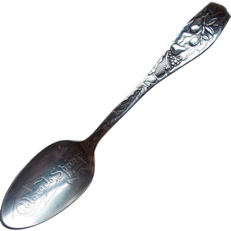1887 Antique Towle Sterling Fruit Design Spoon - Souvenir of Colorado 