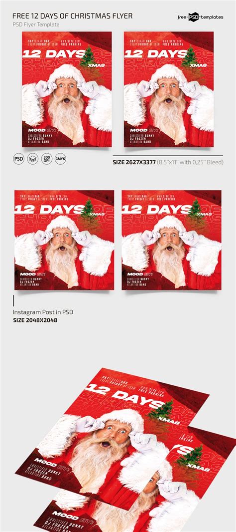 Free 12 Days Of Christmas Flyer Template Instagram Post PSD