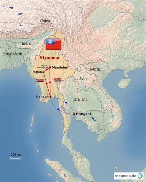 StepMap Burma Landkarte für Asien