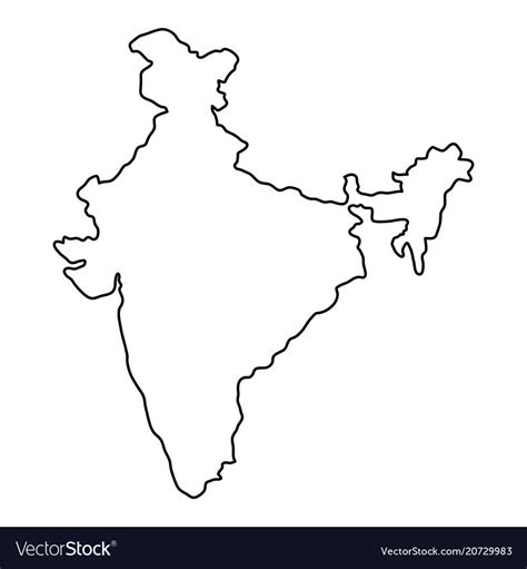 India Map Of Black Contour Curves Vector Image On Vectorstock India