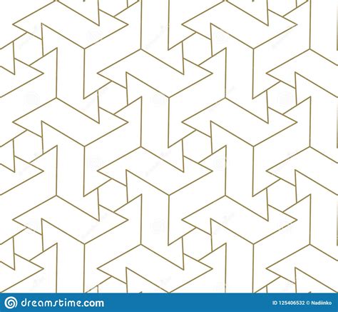 Modern Simple Geometric Vector Seamless Pattern With Gold Line Texture