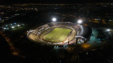 Brazil Jul 2019 Aerial View Of Santa Cruz Botafogo Stadium At Night