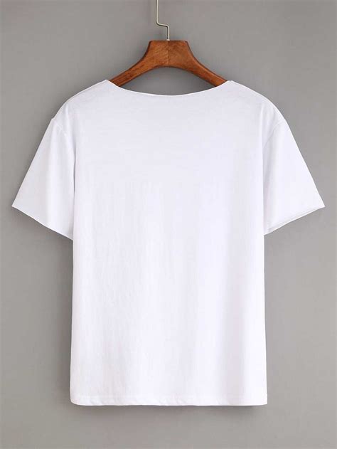 Ripped Plain White T Shirt Shein Usa