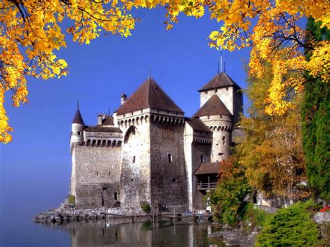 Chateau De Chillon Montreux Switzerland Hd Desktop Wallpaper Widescreen High Definition