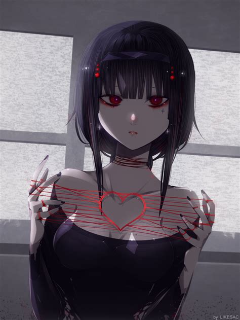 Red Threads By Likesac On Deviantart Anime Girl Drawings Emo Anime
