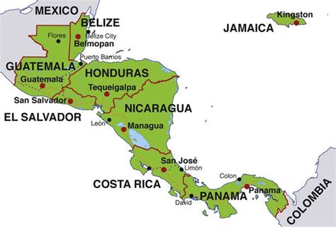 Map Of Central America Countries And Capitals Vocabulario Pinterest