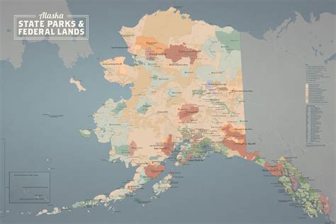 Alaska State Parks And Federal Lands Map 24x36 Poster Best Maps Ever