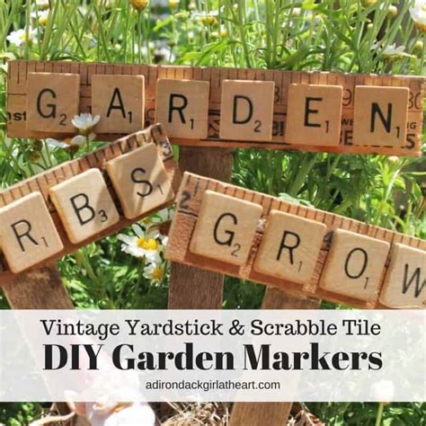 Vintage Yardstick And Scrabble Tile Diy Garden Markers