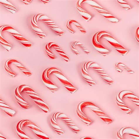 Candy Canes On Pink Background Seamless Pattern Photo Pathway