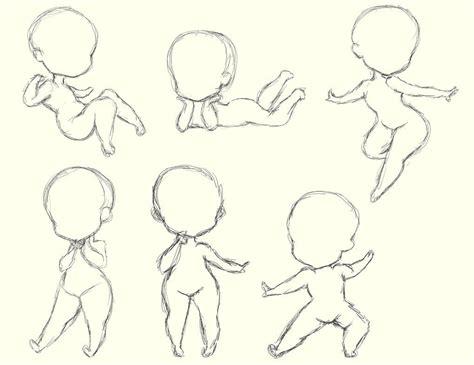 A Few Quick Sketches For Practicing Better Chibi Body Forms And Poses C