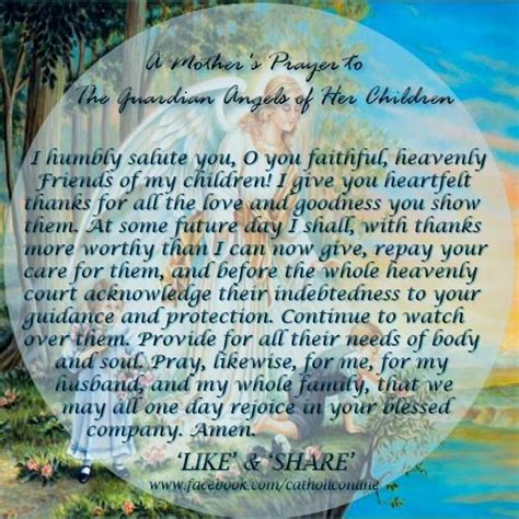 A Mothers Prayer To Her Childrens Guardian Angel