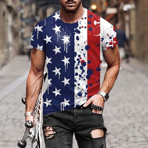 Vintage American Flag Shirts For Men 4th Of July Patriotic Graphic Tee