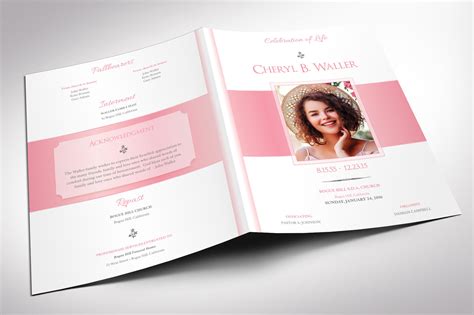 White Pink Tabloid Funeral Program Word By Godserv Designs Thehungryjpeg