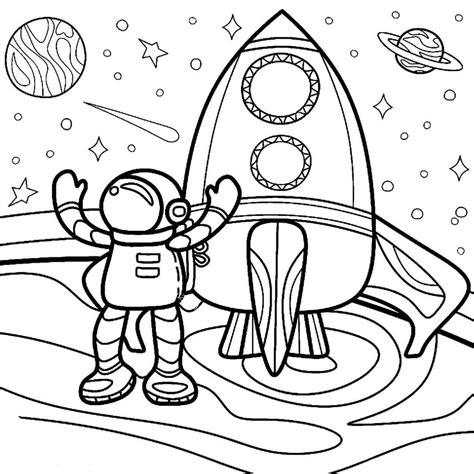 Astronauta Chico Espacio Espacio Para Colorear Imprimir E Dibujar