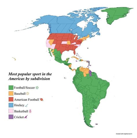 Map of the most popular sports in the Americas | Most popular sports, Popular sports, Map