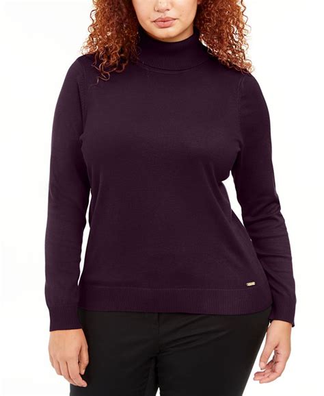 Calvin Klein Plus Size Solid Turtleneck Sweater Macys