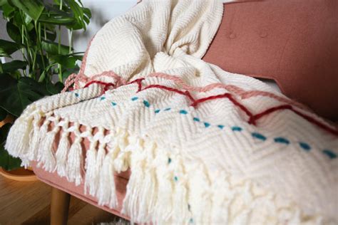 Yarn Embroidery Throw Blanket 7 Live Free Creative Co