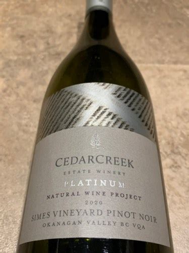 Cedar Creek Estate Winery Platinum Natural Simes Vineyard Pinot Noir
