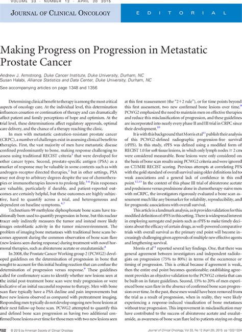 Making Progress On Progression In Metastatic Prostate Cancer Journal Of Clinical Oncology