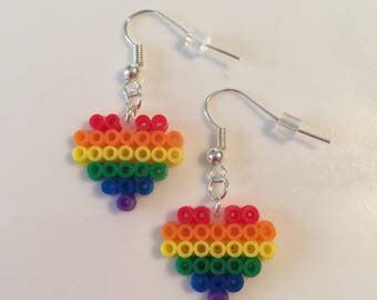 Rainbow Dangle Perler Bead Earrings Etsy