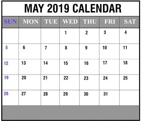 May 2019 Calendar Printable Best Printable Calendar