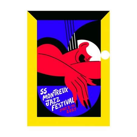 Le 1er juin 2021, un mois seulement avant le début des festivités, une affiche réjouissante est dévoilée. Poster Montreux Jazz festival 2021