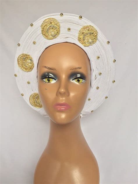 Auto Gele Aso Okepre Tied Geleready To Wear Auto Etsy Aso Oke