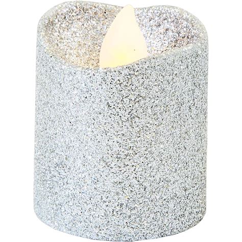 Glitter Silver Votive Flameless Led Candles 6ct Party City