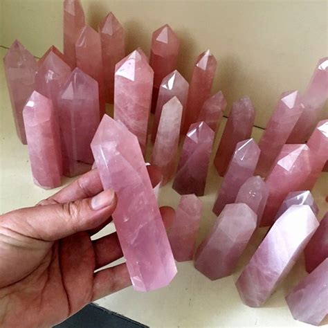 Rose Quartz Point Wand Natural Pink Crystal Quartz Tower Rose Etsy Natural Quartz Crystal