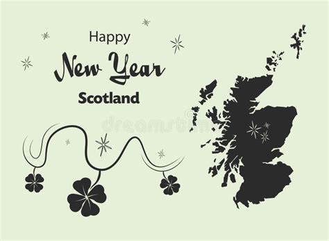 Happy New Year Theme With Map Of Scotland Stock Illustration