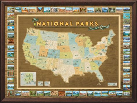 National Parks Push Pin Map Framed And Personalized From Onlyglobes
