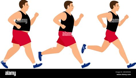 Weight Loss Running Man Fat And Slim Man Before And After Jogging