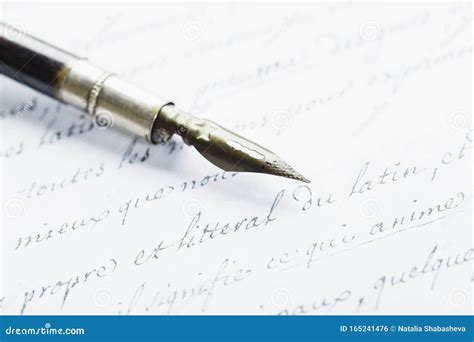Fountain Pen On An Ancient Handwritten Letter Old Story Retro Style