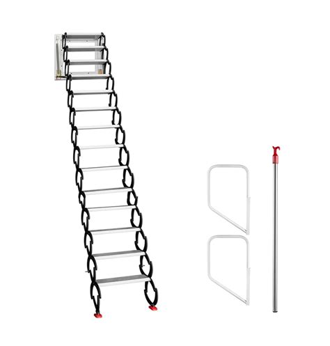 Techtongda Black Attic Ladder Retractable Folding Ladder Loft Wall