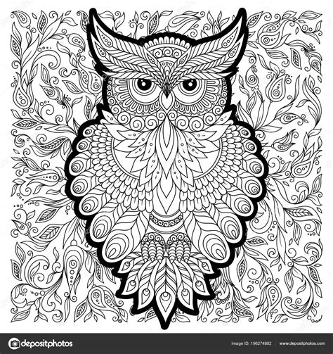 Decorative Cartoon Owl Zentangle Style Page Adult Coloring