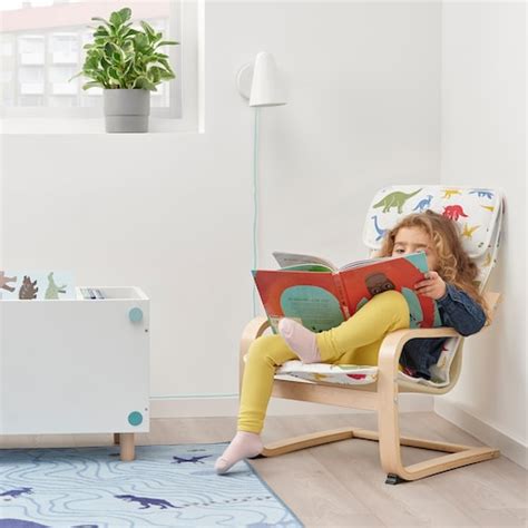 I have always loved little reading corners and nooks. POÄNG Children's armchair - birch veneer/Medskog dinosaur ...