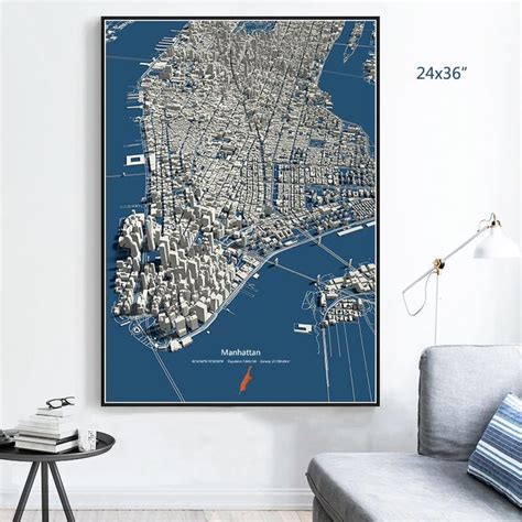 City Layout Of Manhattan Manhattan Map Manhattan Art New Etsy