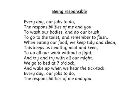 Being Responsible Poem By Choralsongster Teaching Resources Tes
