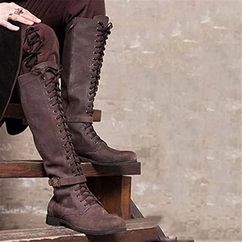 Medieval Costume Men Knight Boots Viking Cosplay Larp Shoes Pu Leather