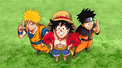 Luffy Naruto And Goku Wallpaper Luffy Goku And Naruto