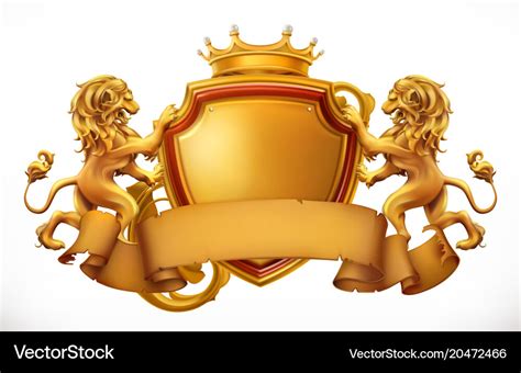 Crown Lions And Shield 3d Icon Royalty Free Vector Image