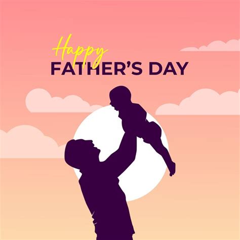Feliz Día Mundial Del Padre Flyer Padre E Hijo Silueta Vector Premium