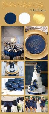 Golden Night Sky Color Palette For Weddings Features Navy Blue White