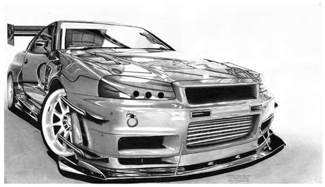 This Is A Drawing Of A Car In Black And White