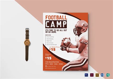 Football Camp Flyer Design Template In Psd Word Publisher