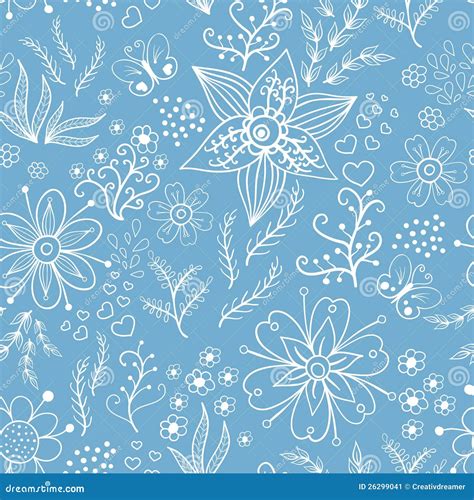 Floral Seamless Pattern White Vector Stock Vector Illustration Of