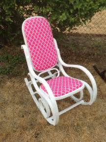 Refinished Another Cute Bentwood Rocker Pink And White Perfect For A