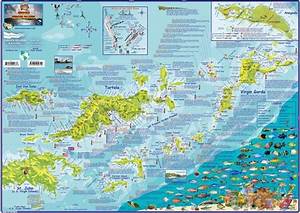 British Islands Bvi Dive Guide Map Laminated Poster Frankos Maps
