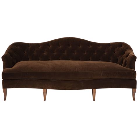 Nk Collection Tufted Sofa Upholstered In Brown Velvet For Sale At 1stdibs
