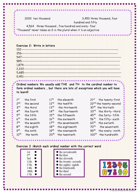 Numbers And Dates Worksheet